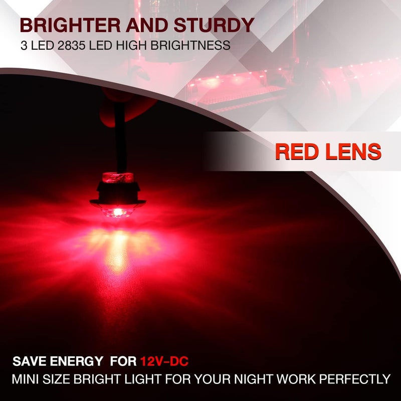 TMH 3/4 Inch Mount 10 pcs Amber + 10 pcs Red LED Clearance Bullet Side LED Marker Lights for Trailer Truck RV Car Bus Van (Pack of 20) - Image 5